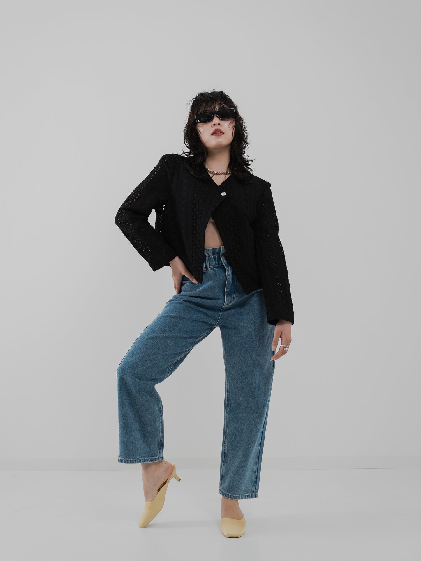 Petal Waist Denim Pants