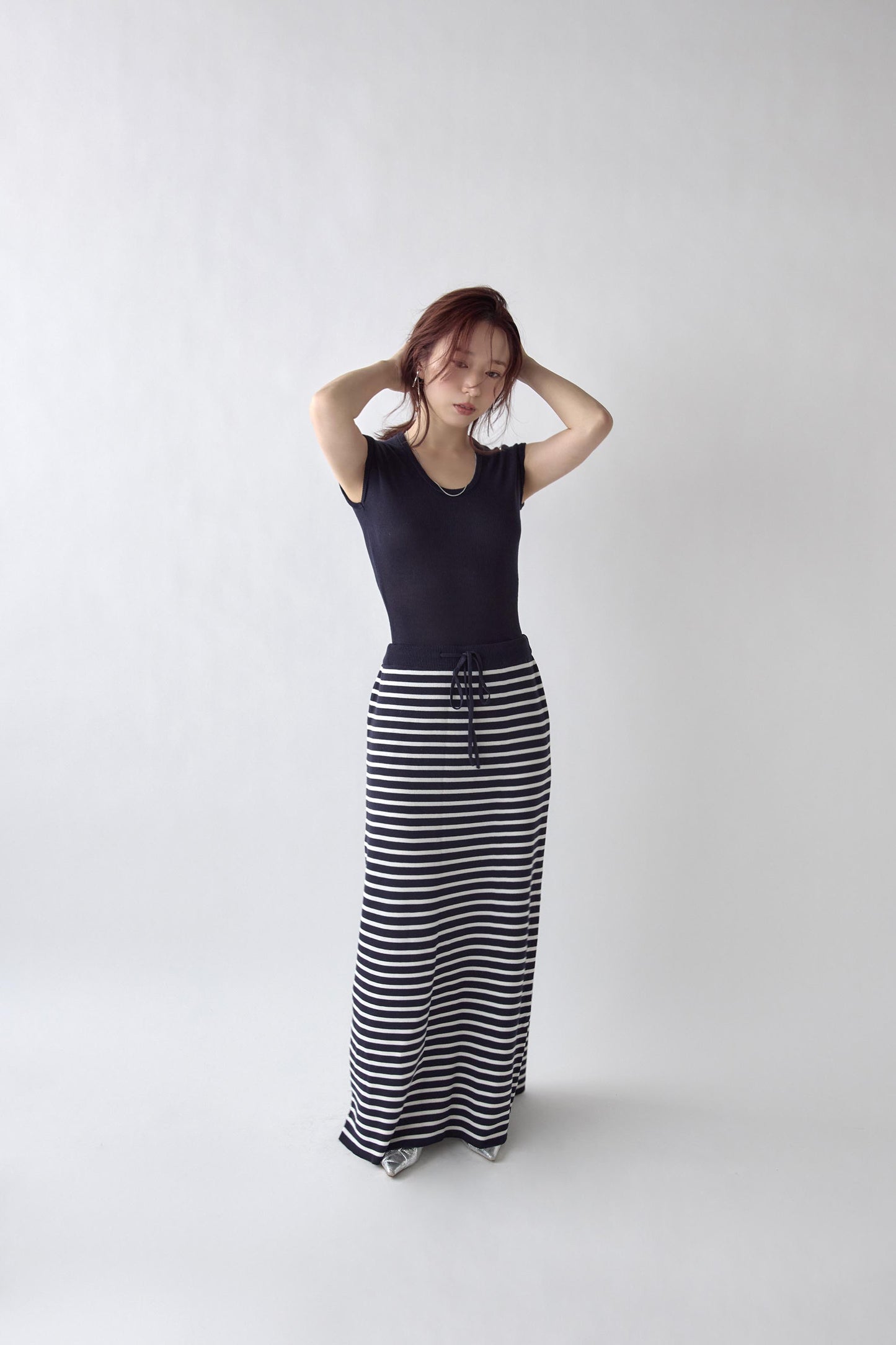 U Neck Border Knit Set