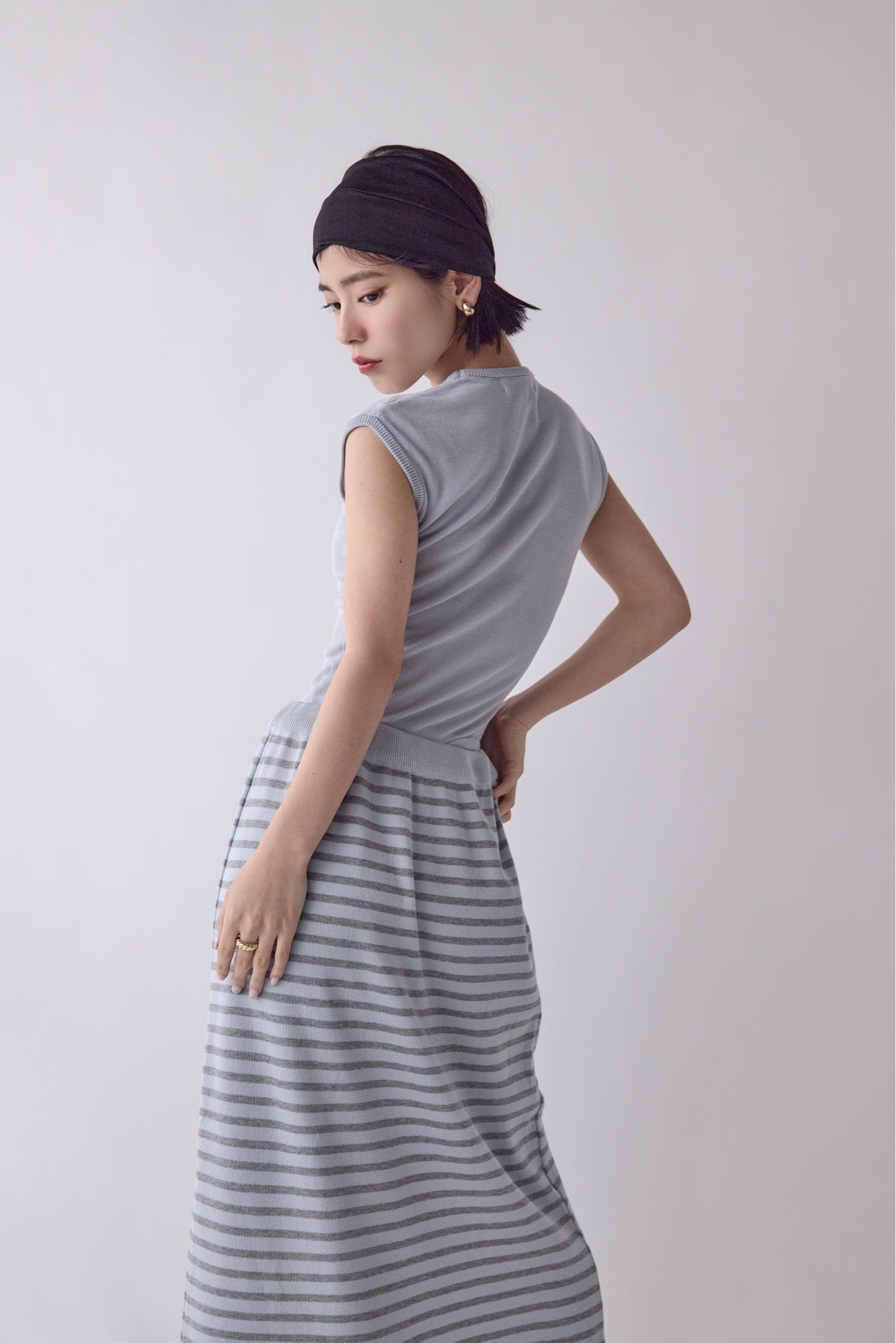 U Neck Border Knit Set