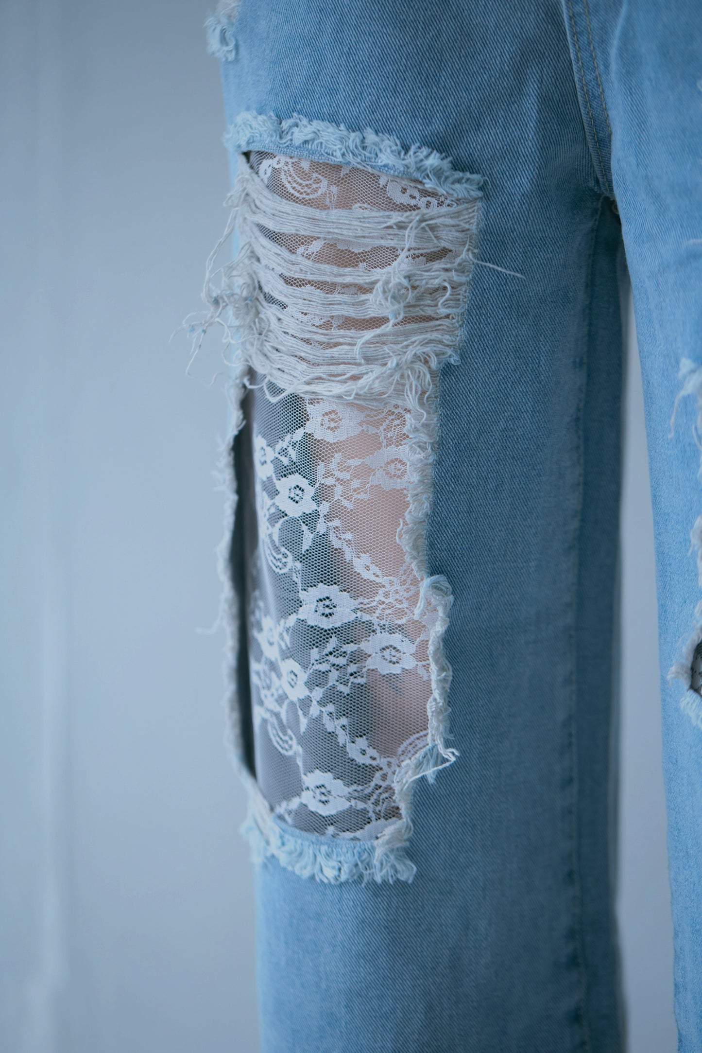 Lace Wide Denim Pants