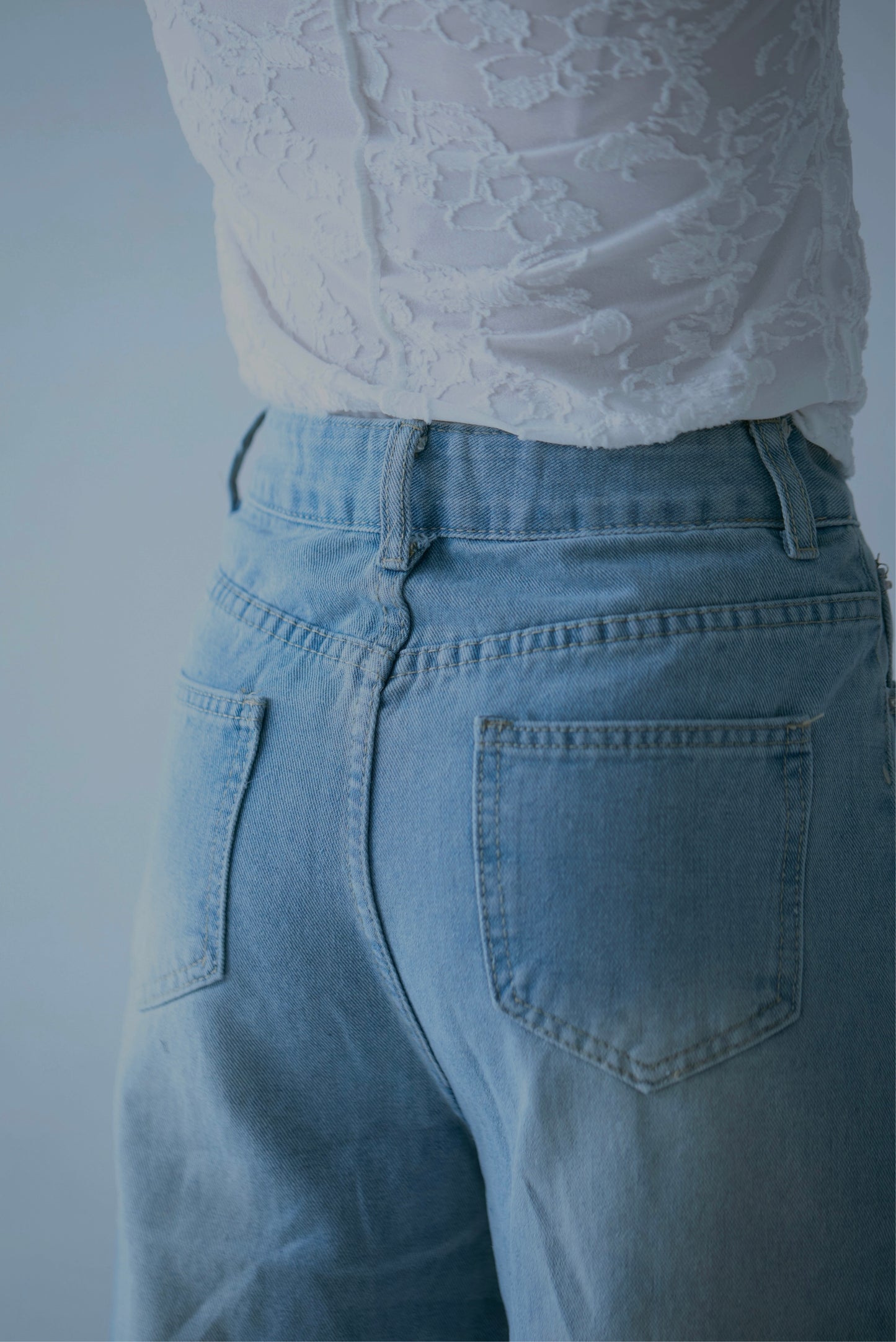 Lace Wide Denim Pants