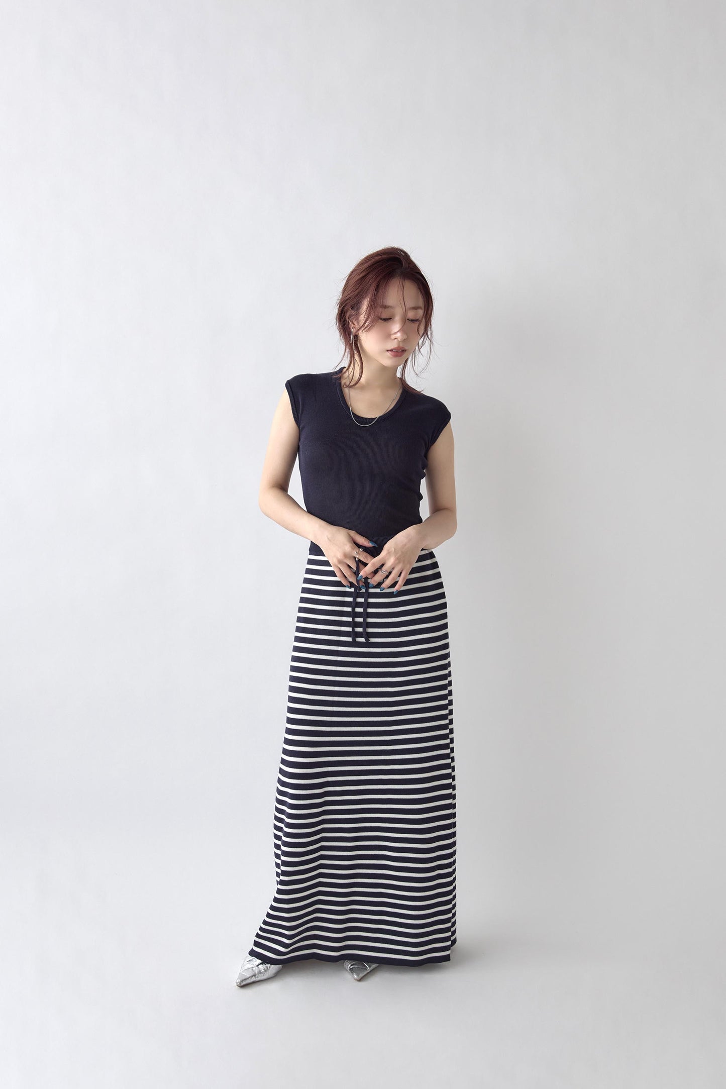 U Neck Border Knit Set