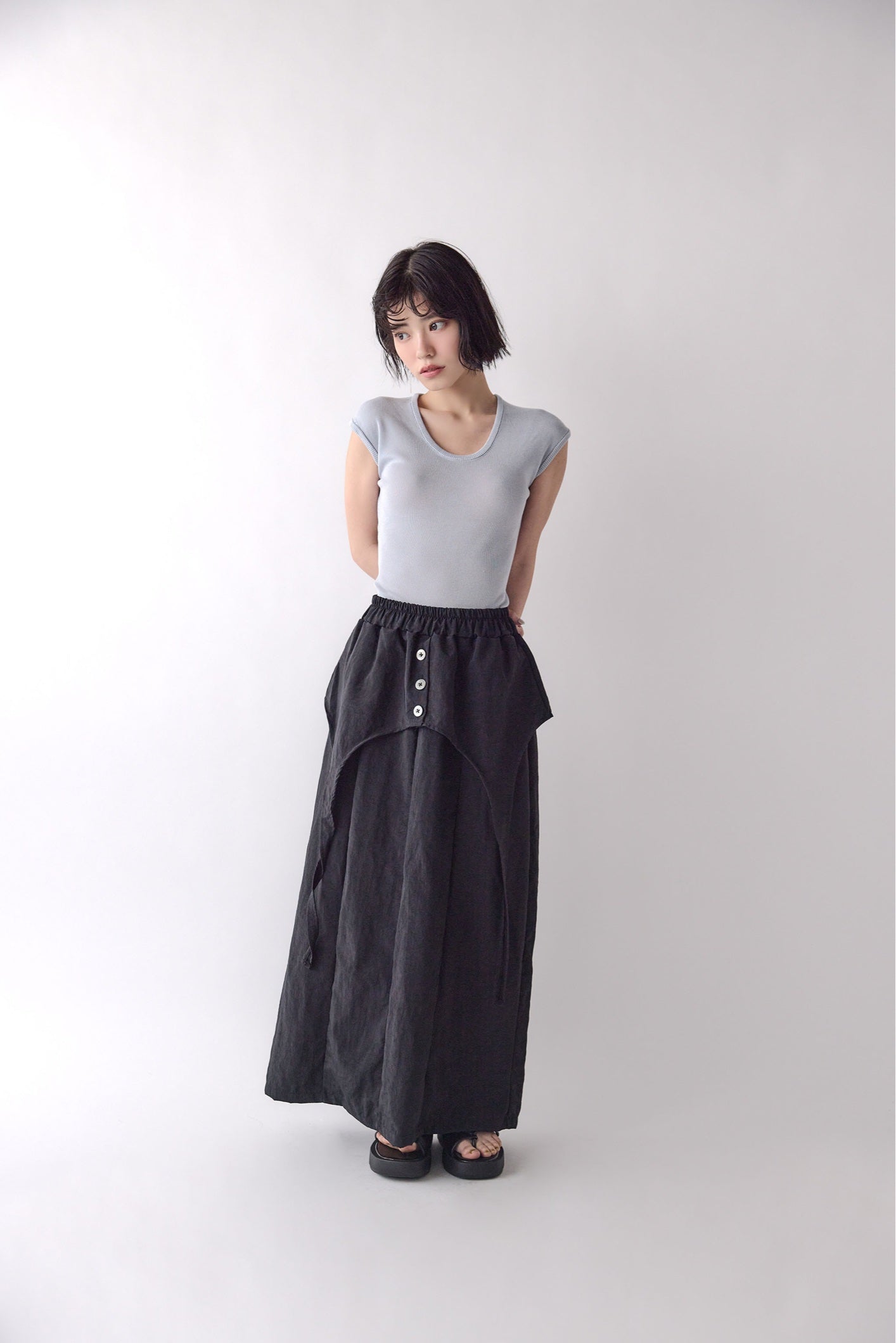 U Neck Border Knit Set