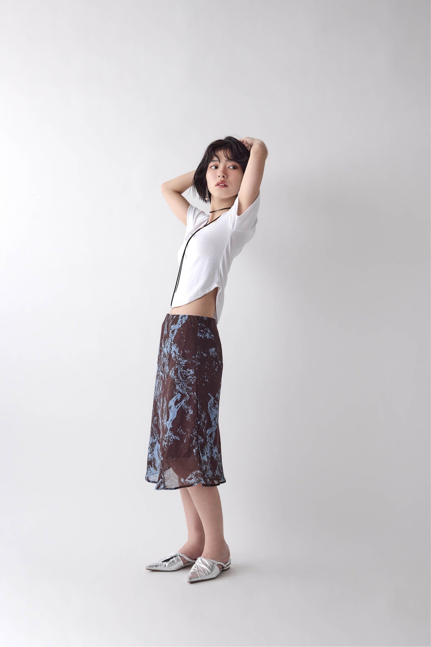Abstract Sheer Midi Skirt