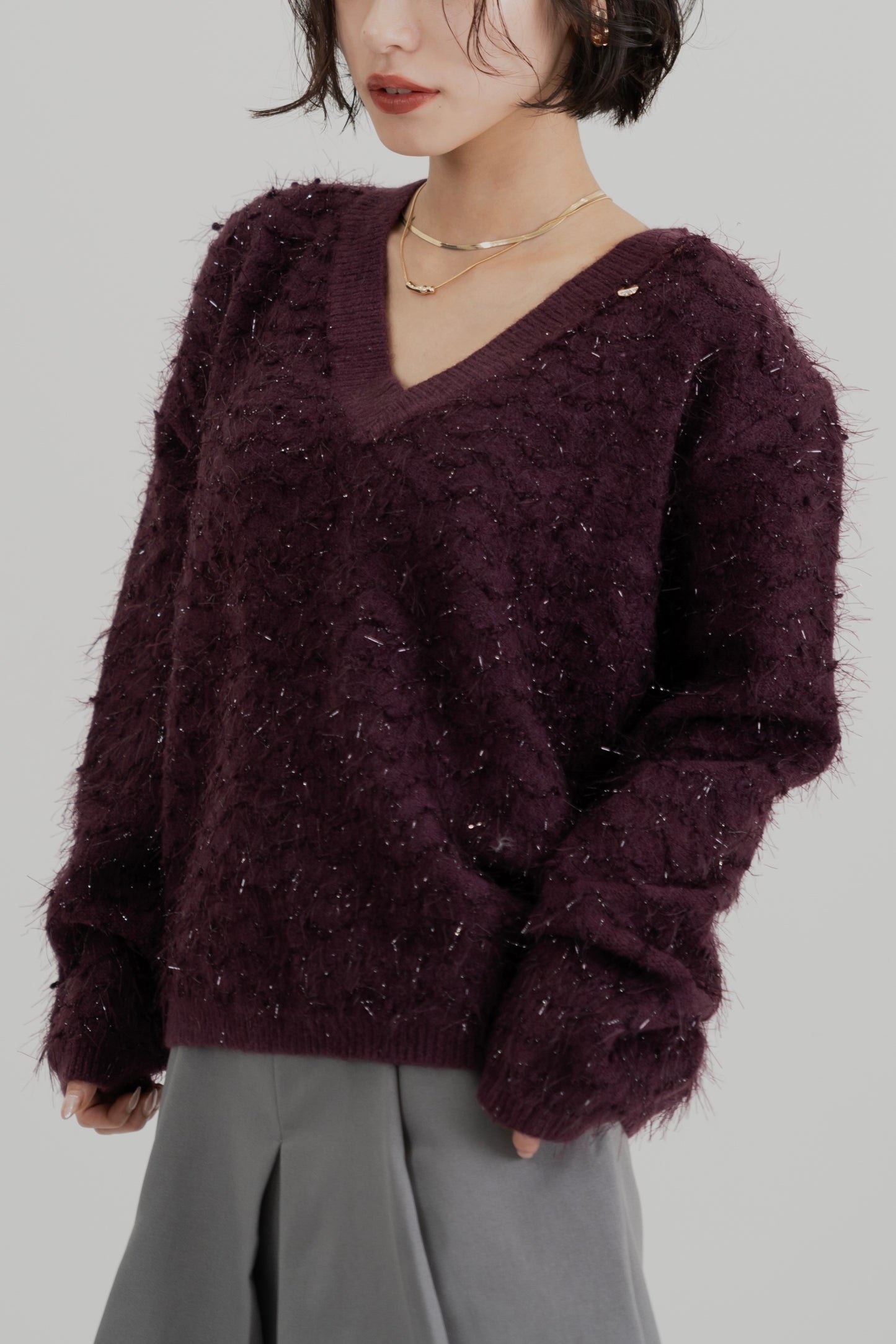 V-neck Glitter Knit