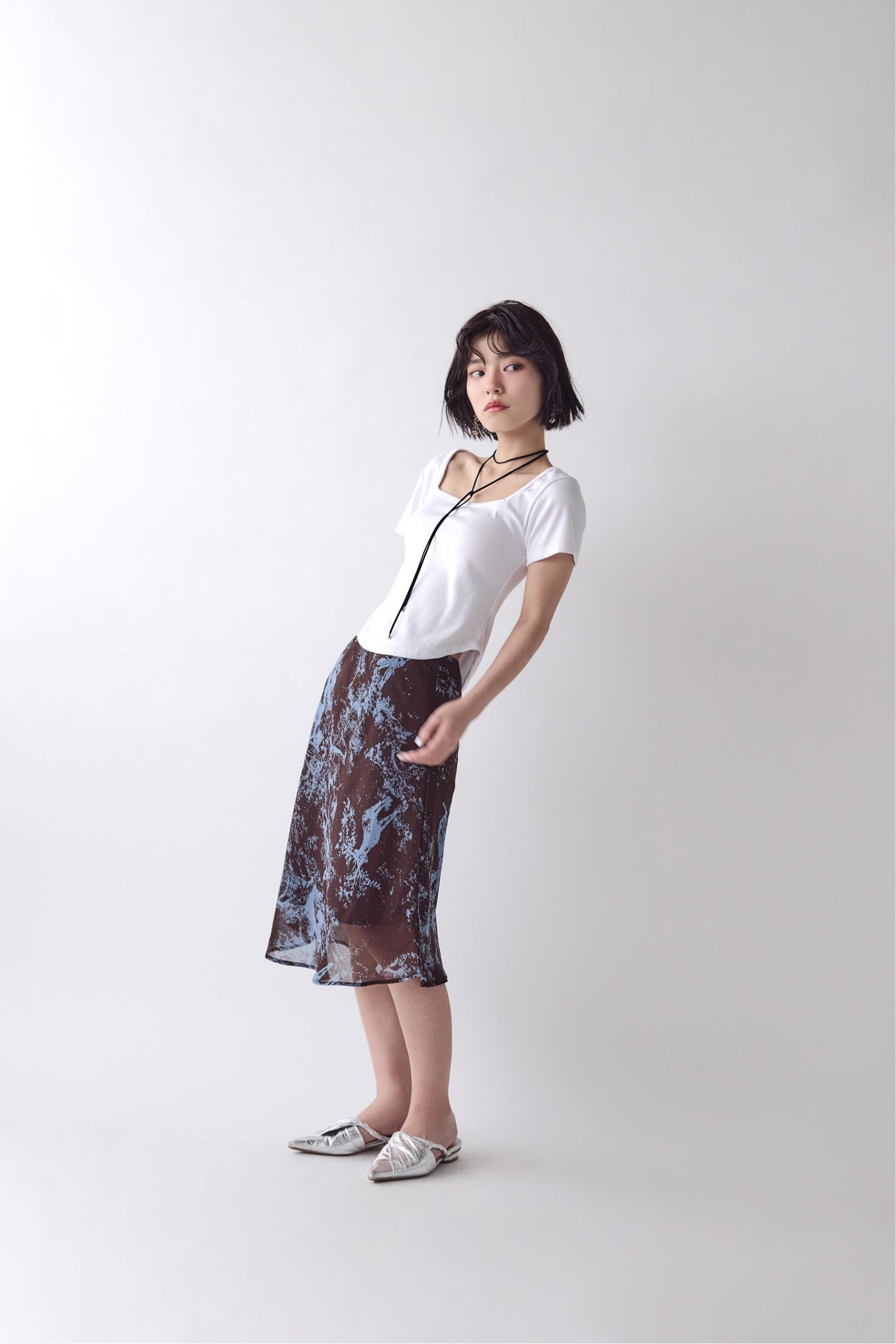 Abstract Sheer Midi Skirt